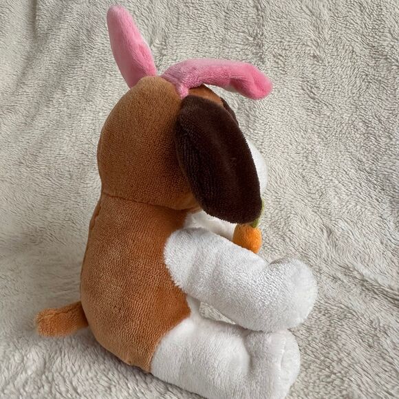 Animal Adventure Brown White Puppy Dog Bunny Ears Easter Carrot 10” Plush - Picture 5 of 6